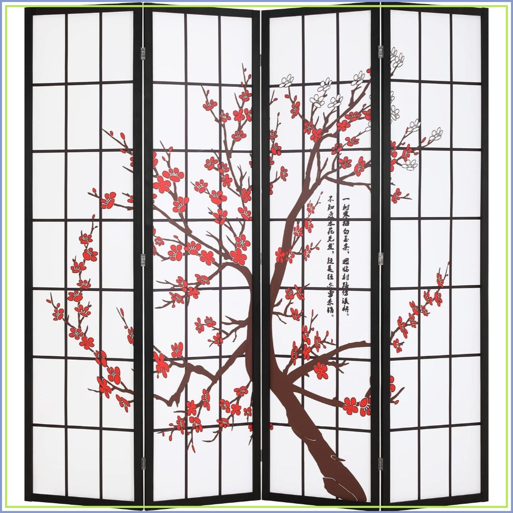 Shoji Screen Divider - 6FT Folding Privacy Screen 4 Panel