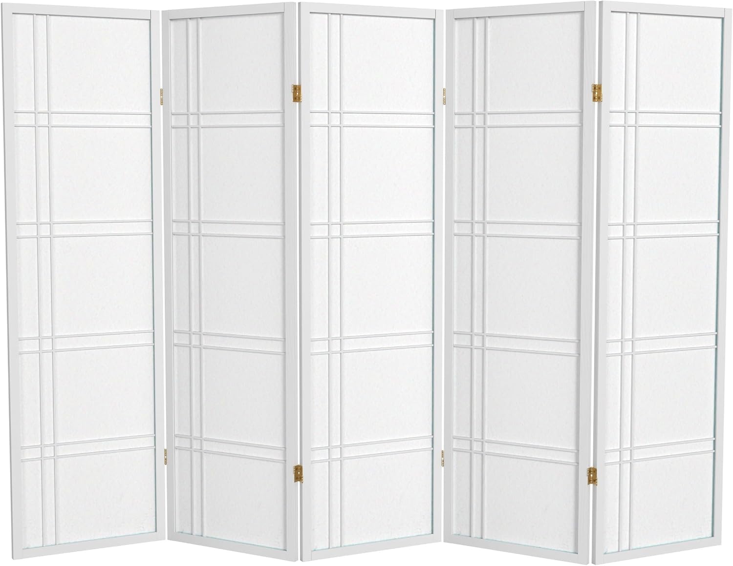 Shoji Screen Divider - 5-Panel White Shoji Screen Room Divider,