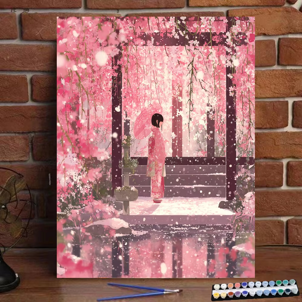Japanese Lifestyle Game - Painting by Numbers Japanese-style cherry blossom