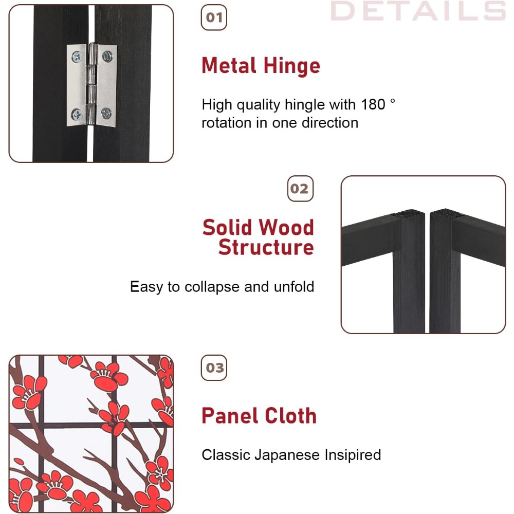 6FT Folding Privacy Screen 4 P - Shoji Screen Divider ulasan dan harga