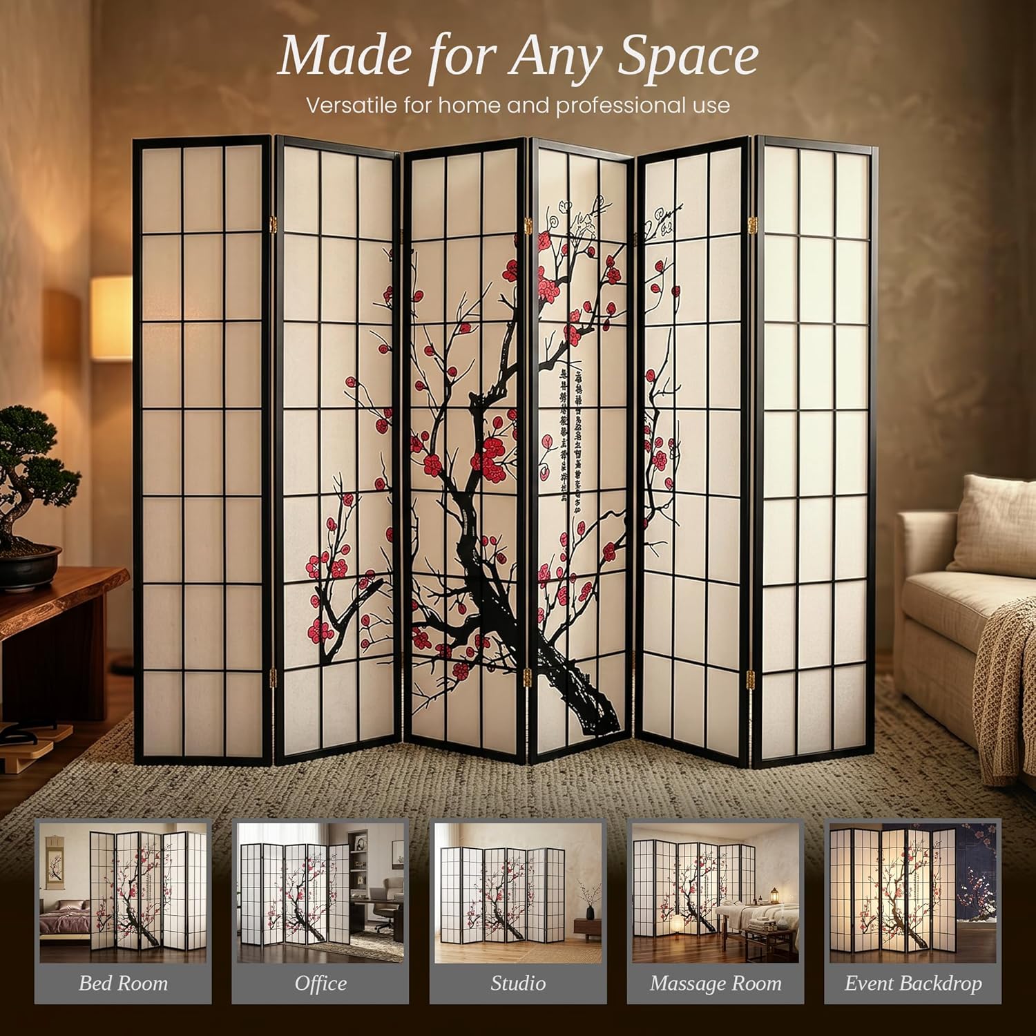 6-Panel Folding Room Divider P - Shoji Screen Divider ulasan dan harga