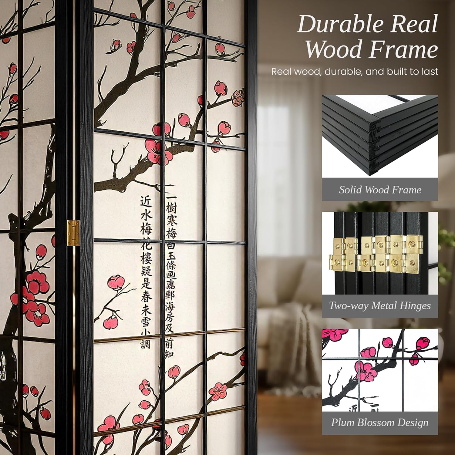 6-Panel Folding Room Divider P - Shoji Screen Divider ulasan dan harga