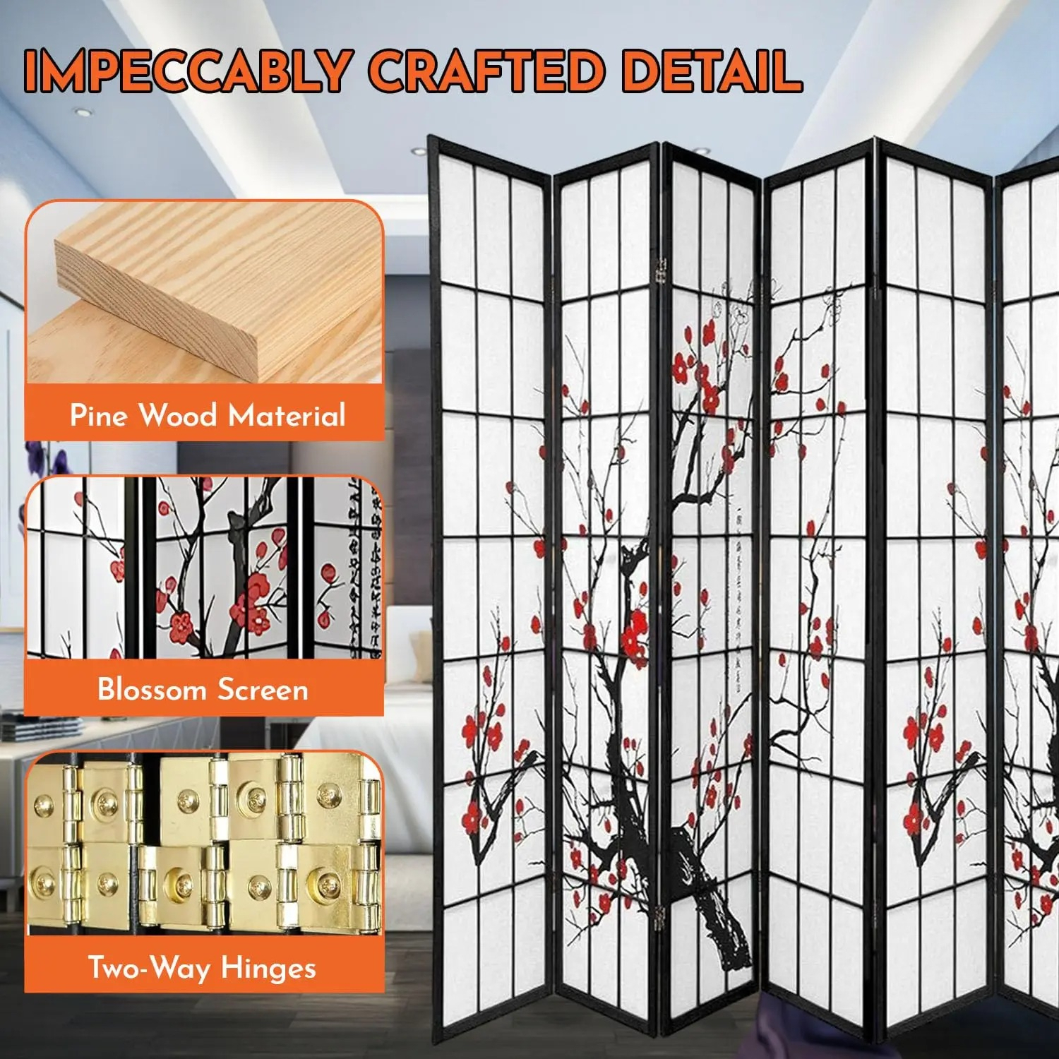 8   Por  Foldable Plum Blossom - Shoji Screen Divider ulasan dan harga