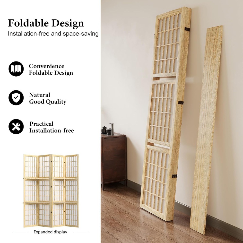 5.6FT Room Divider and Folding - Shoji Screen Divider ulasan dan harga