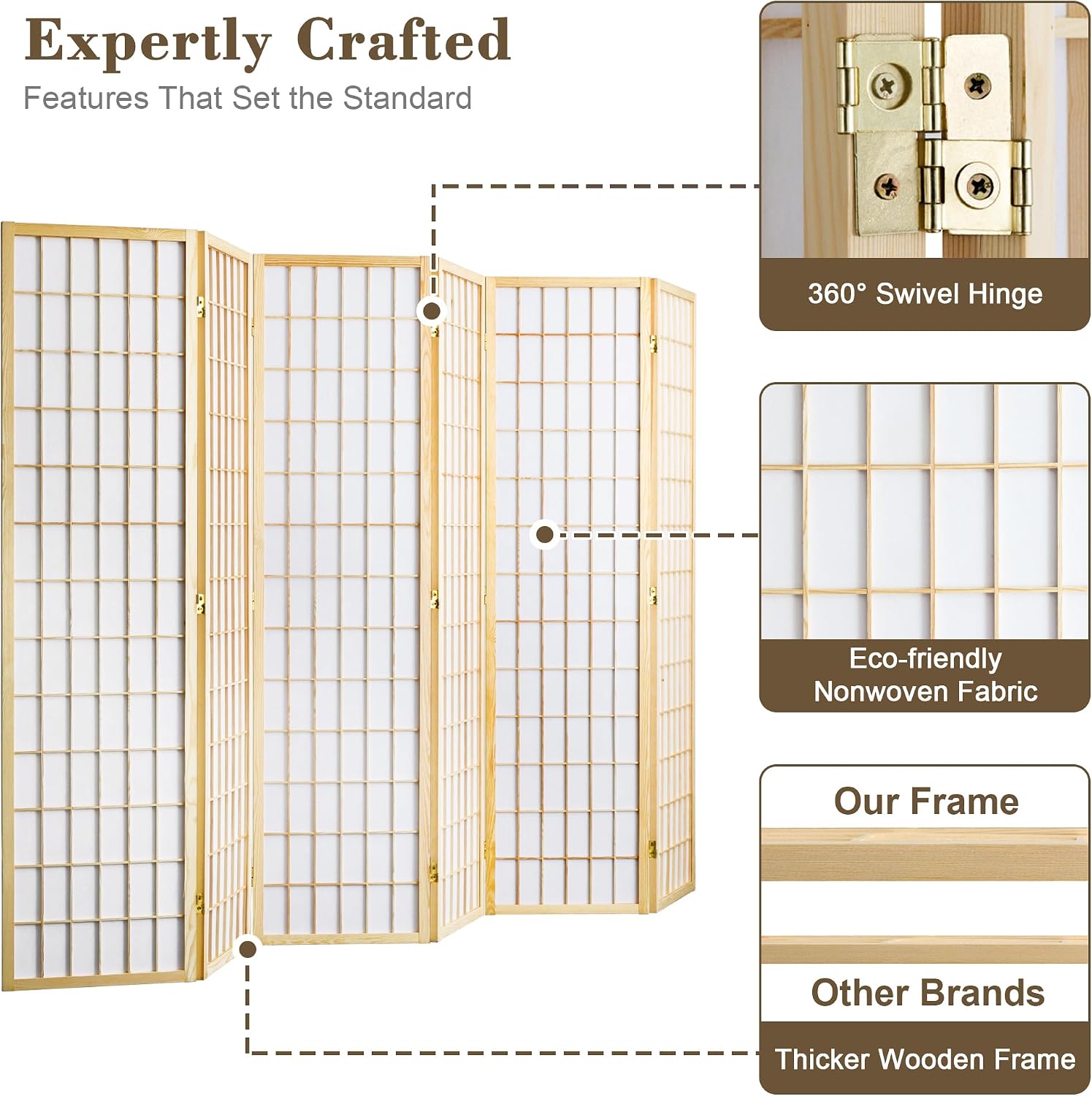 6 Panel Room Divider, Folding  - Shoji Screen Divider ulasan dan harga