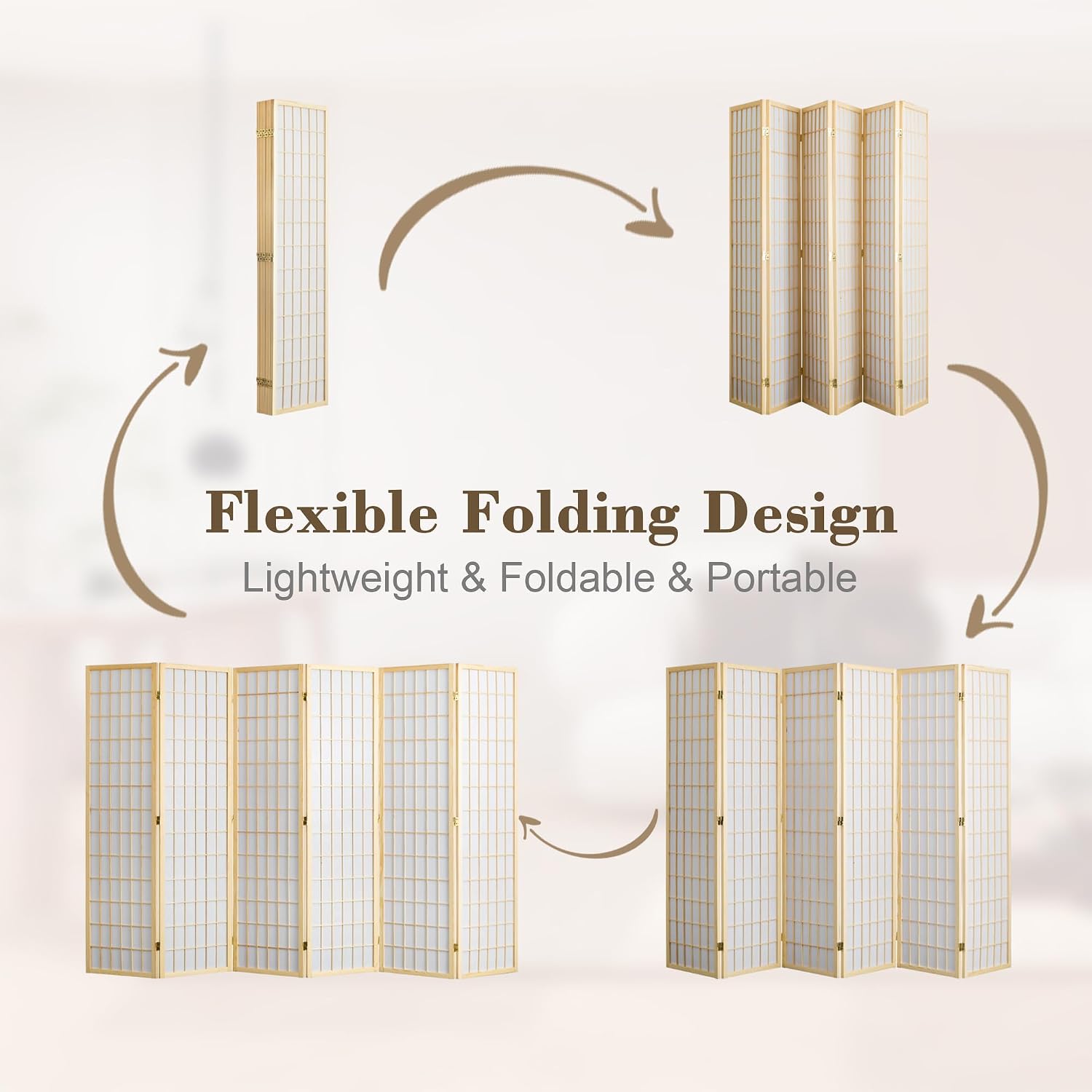 6 Panel Room Divider, Folding  - Shoji Screen Divider ulasan dan harga