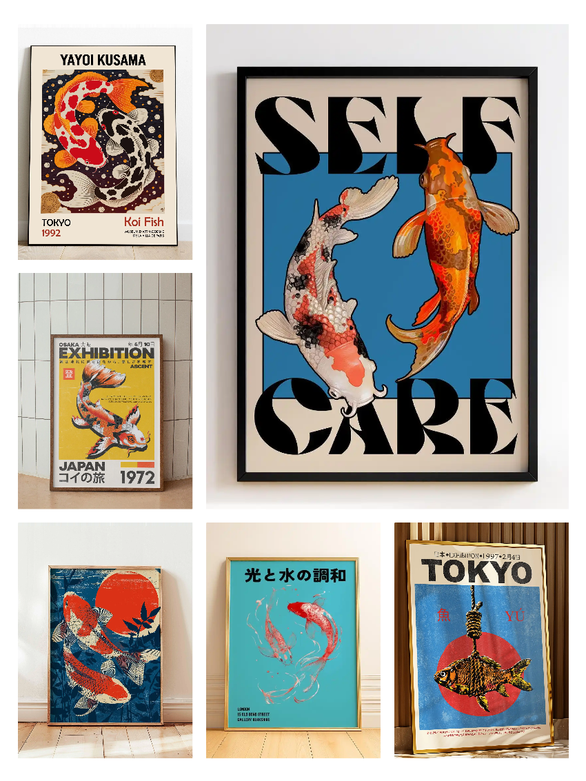 Japanese Red Koi Fish Canvas P - Japanese Lifestyle Gifts ulasan dan harga