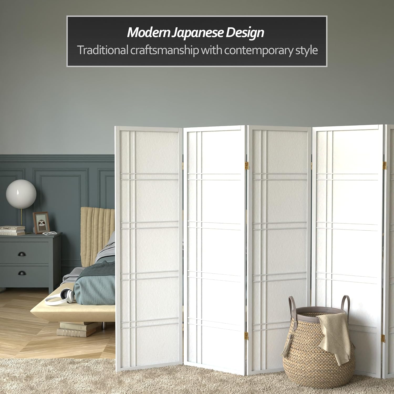 5-Panel White Shoji Screen Roo - Shoji Screen Divider ulasan dan harga
